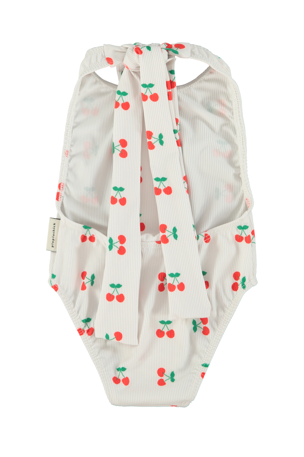 Strój kąpielowy ecru z wiśniami 1